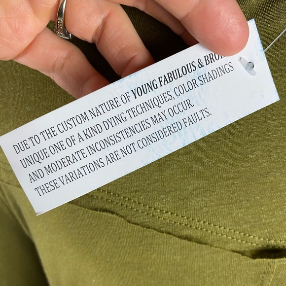 NWT YOUNG FAB BROKE Soft Button Down Long Sleeve Tshirt Olive Green Womens Med - Picture 5 of 8